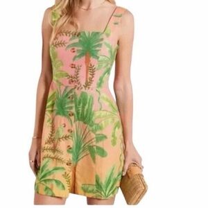 Farm Rio Ombre Sunrise Linen Blend Mini Dress